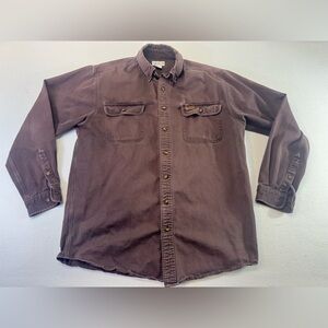 Carhartt Men's Dark Brown Cotton Casual Button Down Shirt